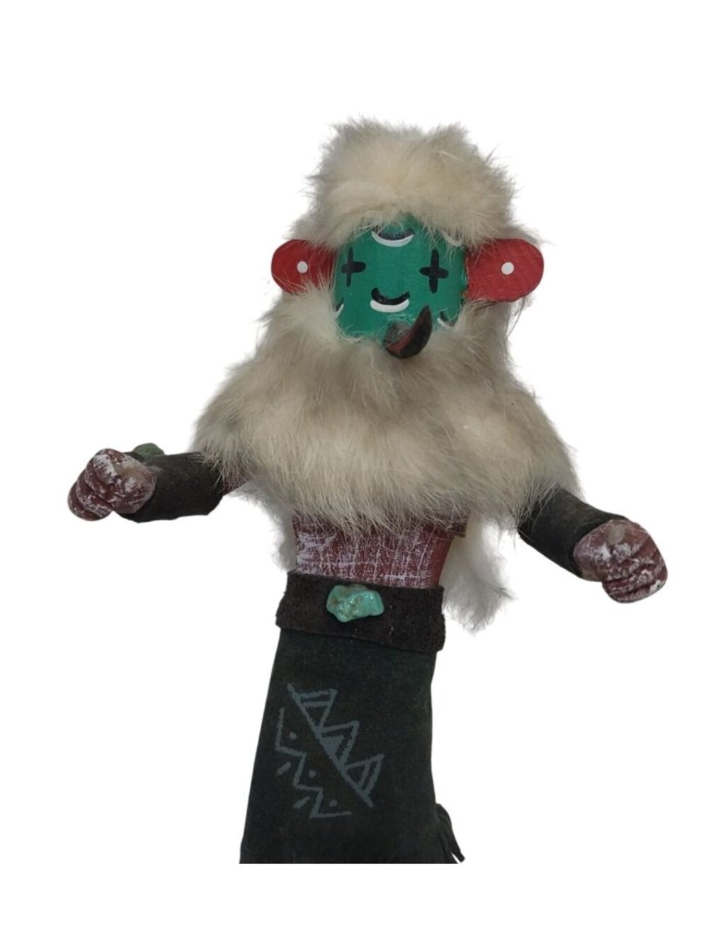 Handcrafted Wooden Kachina Doll Road Runner Fur
